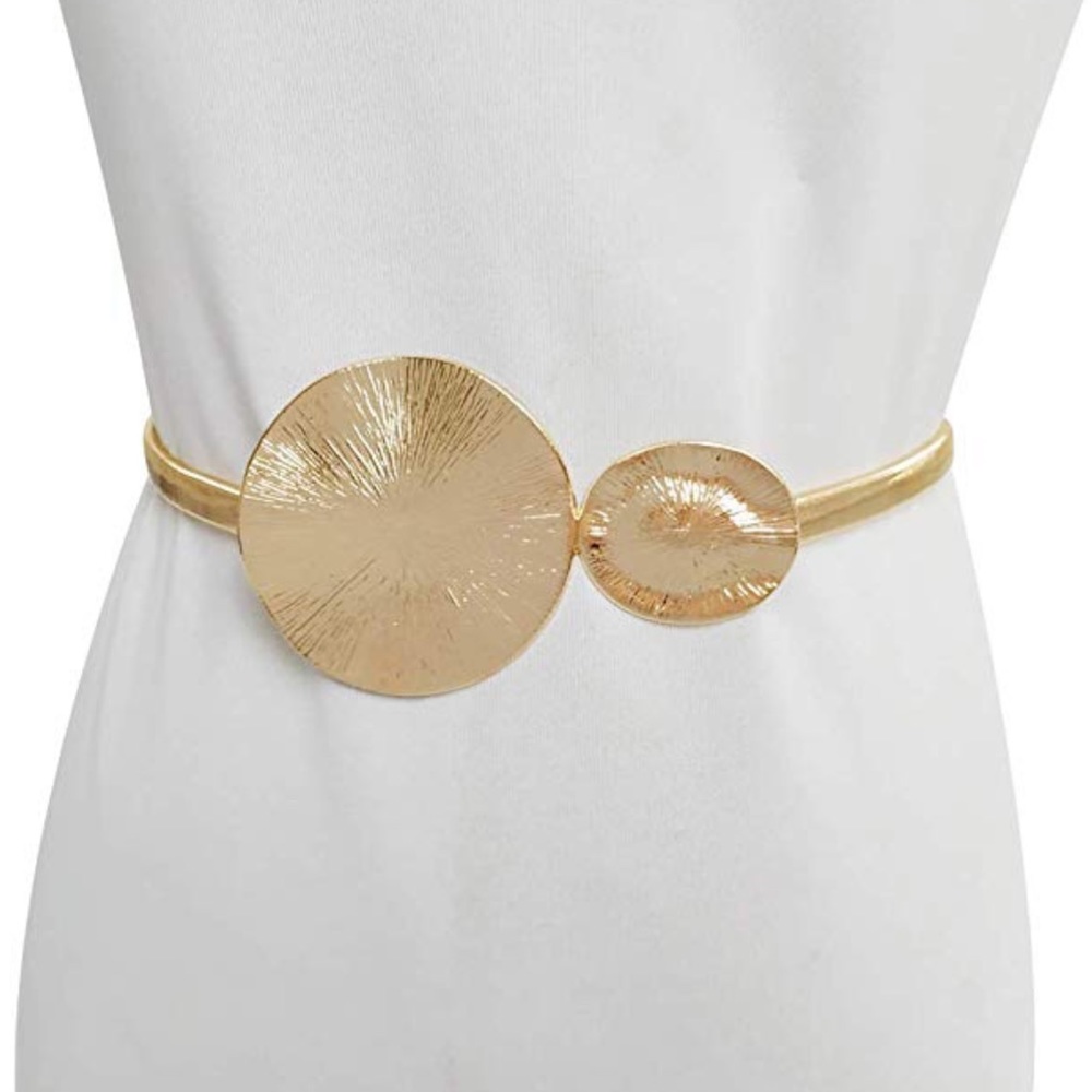 Elastic statement gold Stretch belt Waist stylish